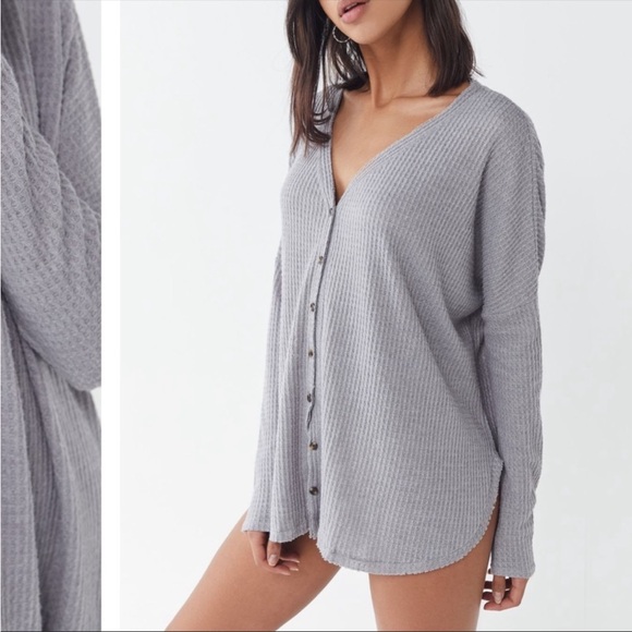 Urban Outfitters Out from Under Thermal Button-Front Cardigan Top Blouse - Picture 1 of 3